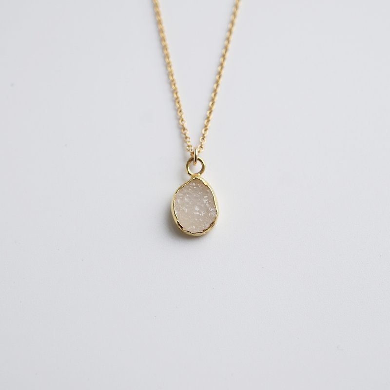 White Raw Druzy Crystal Necklace - 14K Gold Filled - Necklaces - Gemstone White