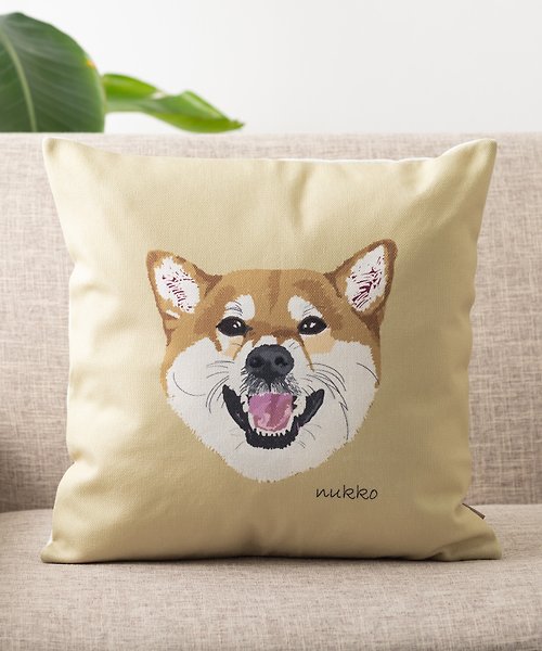 jubileedesign Nukko × Jubilee 合作 亞麻布抱枕套 寵物圖案 柴犬(Tsumugi)