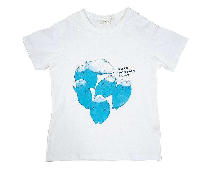 オーガニックコットンTシャツ - 女性 - 最高の休日のシール - Tシャツ - コットン・麻 ホワイト