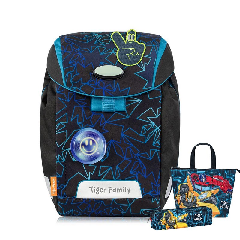 eGG護童安全燈磁扣超輕量護脊書包 Pro S-閃電風暴 | 低年級適用 - 後背包/背包/書包 - 防水材質 黑色