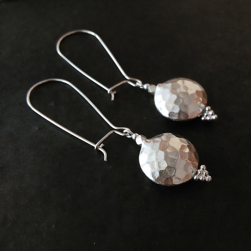 Karen Silver Mirror Ball Earrings / Kidney Wire Earrings or Clip-On - Earrings & Clip-ons - Silver Silver