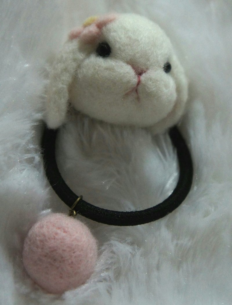 羊毛氈兔兔波波髮圈  訂製 - 髮夾/髮飾 - 羊毛 