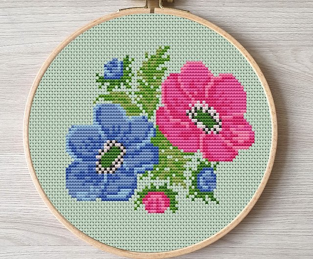 Cross stitch pattern pdf, flower embroidery DIY - Shop Embroidery 