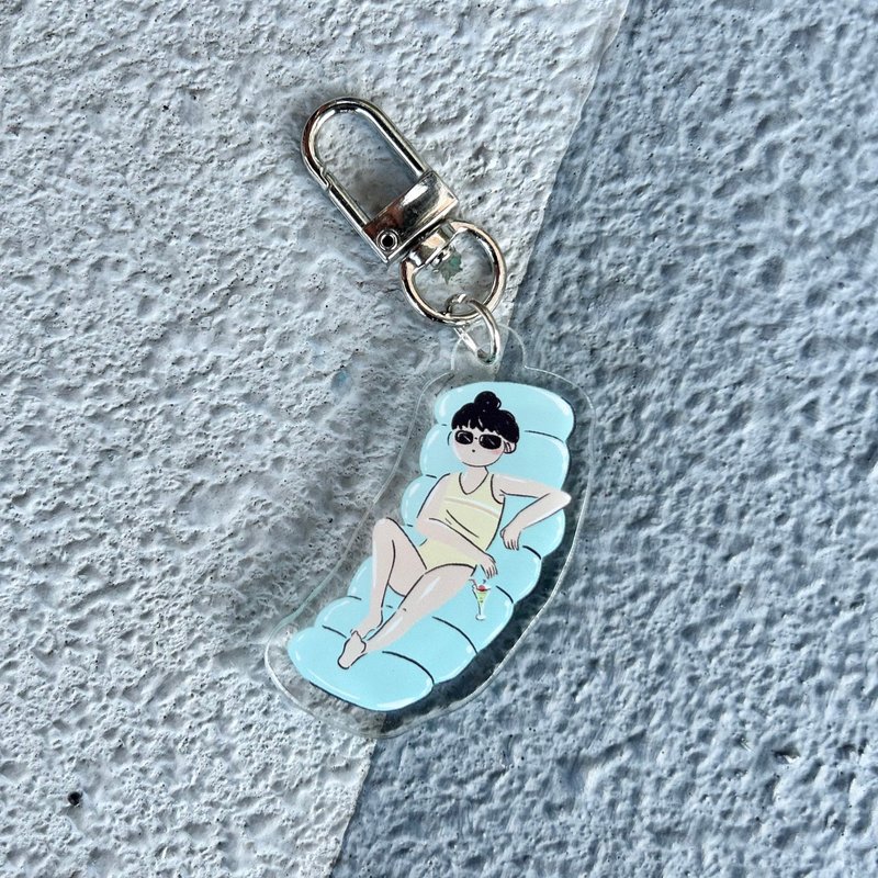 Miss Ng Yuk Floating Bed Keychain - Keychains - Plastic Gray