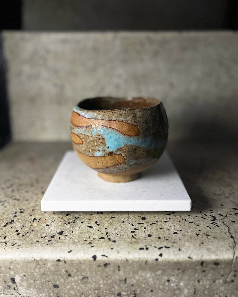 冷嵐 手捏碗 茶碗 陶碗 零二 | 陶器皿 - 茶壺/茶杯/茶具 - 陶 藍色