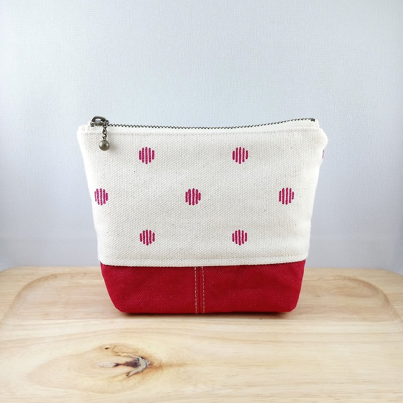[FZKS / Small bag] Shuiyu little bit. Red - Toiletry Bags & Pouches - Cotton & Hemp Red