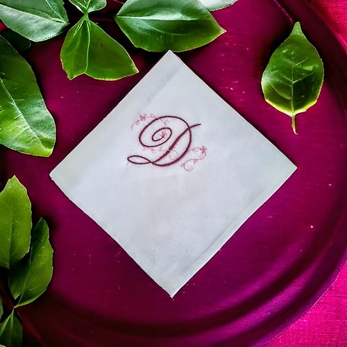 Linen Home Gifts Custom monogram embroidered cloth dinner napkins linen set, Personalized gift