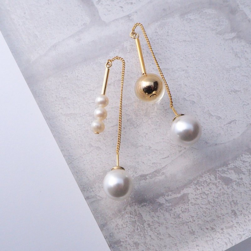 Pearl Threader Earrings パール アメリカンピアス イヤリング - 耳環/耳夾/耳骨夾 - 珍珠 金色