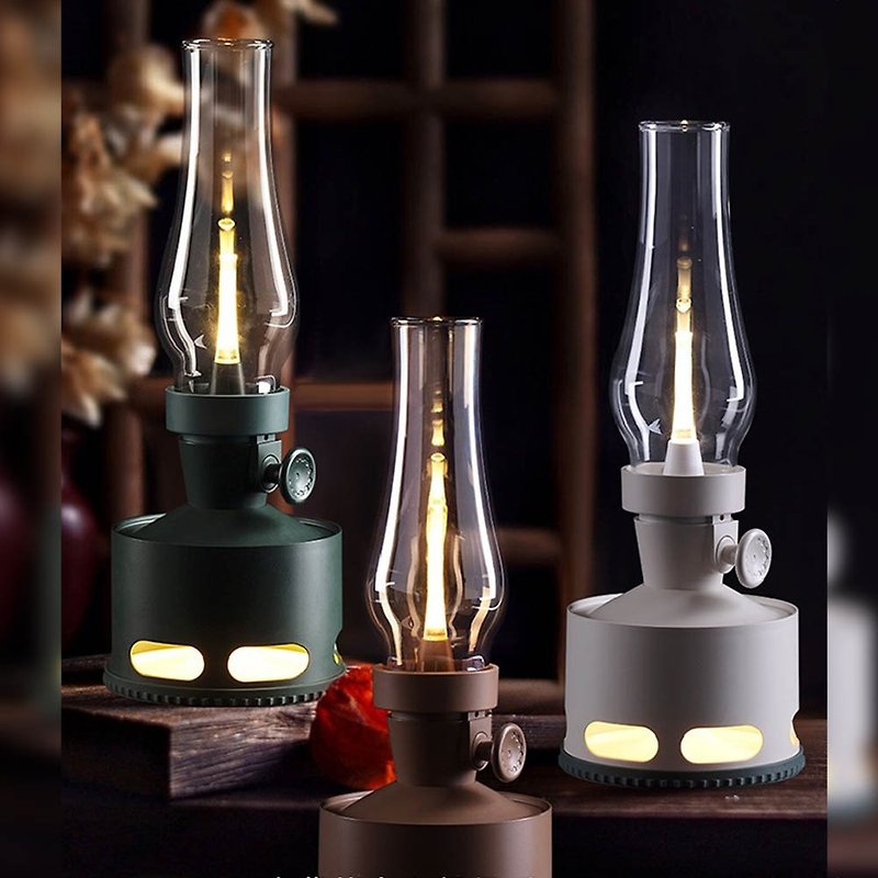 LED Rechargeable Dimmable Retro Kerosene Lamp Camping Lamp Camping Lamp Blowing Blowing Lamp [Entity Store Warranty] - Lighting - Glass Multicolor