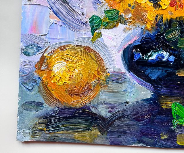 タンポポの絵画 小さなオリジナル絵画 花のアート タンポポ