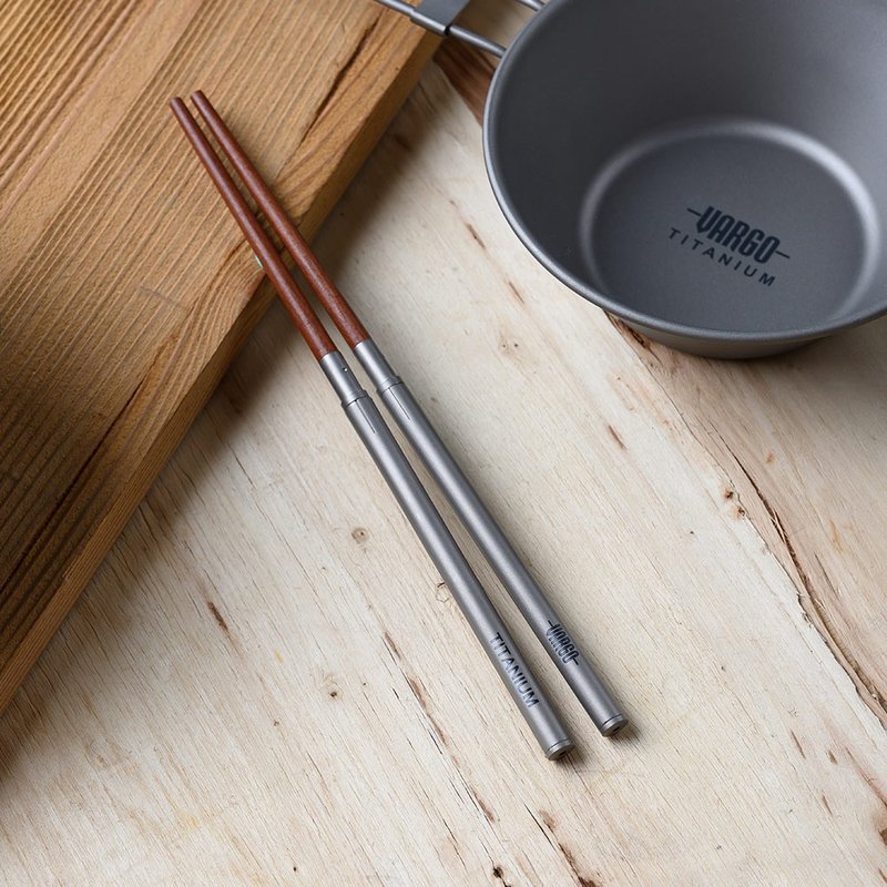 [United States Vargo] Titanium Chopsticks Pure Titanium Detachable Dining Chopsticks Titanium Gold#T223 - ตะเกียบ - วัสดุอื่นๆ 