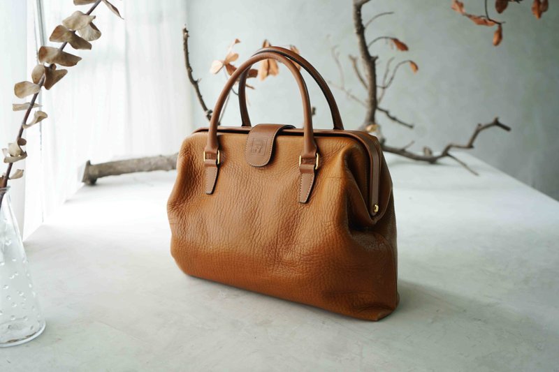 尋寶復古古董包-Nina Ricci焦糖棕柔軟皮革手提醫生包 - 手提包/手提袋 - 真皮 橘色