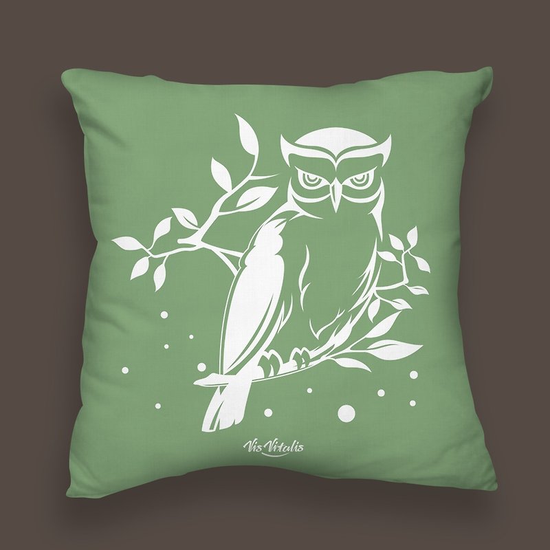 Mori Owl Pillow / Pillow / Cushion / Exchange Gift - หมอน - ผ้าฝ้าย/ผ้าลินิน สีเขียว