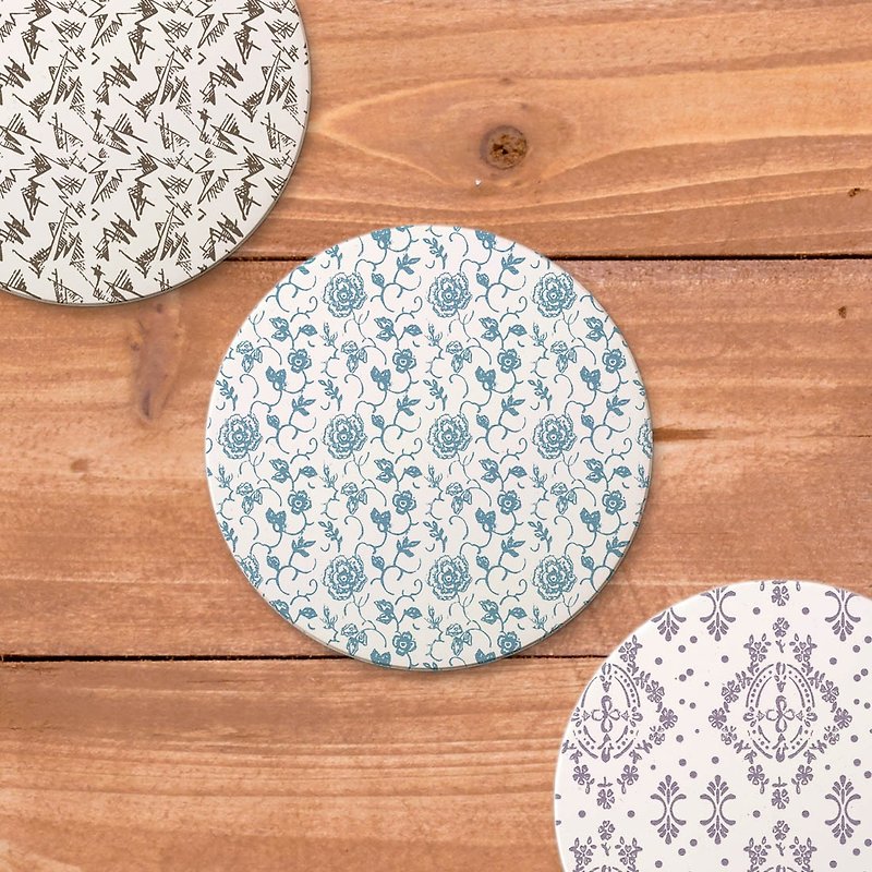 | Retro pattern series | Absorbent ceramic coaster (embossed version) /6 in total - ที่รองแก้ว - ดินเผา หลากหลายสี