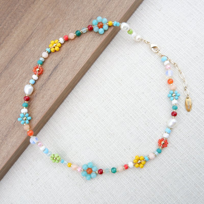 Multi color bead short Necklace - 項鍊 - 石頭 多色