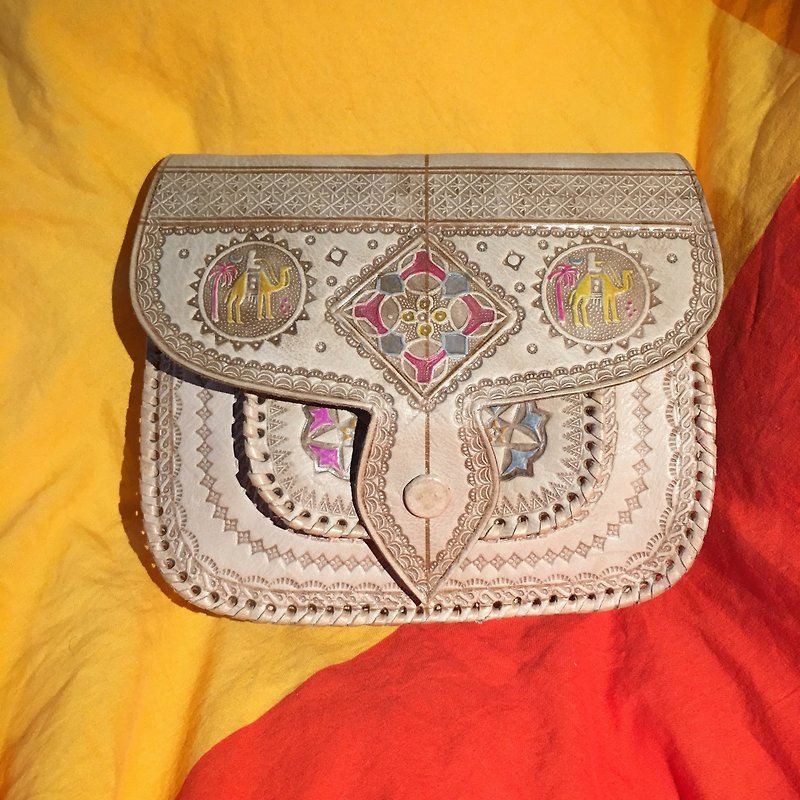 Moroccan Handmade Colored Camel Bag - Salaway - Messenger Bags & Sling Bags - Genuine Leather Multicolor