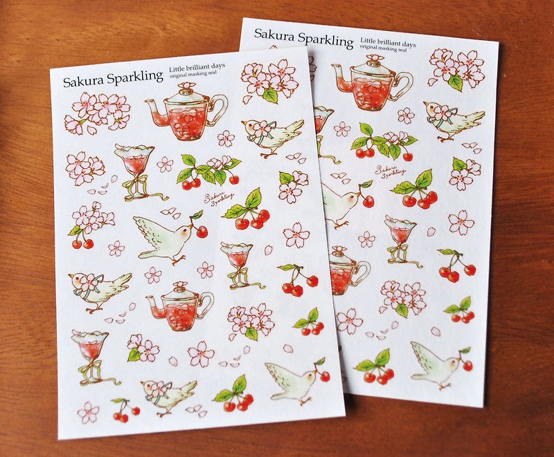 Masking sticker Sakura Sparkling - สติกเกอร์ - กระดาษ สึชมพู