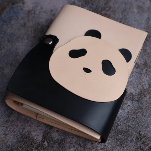懂皮製造社 原創設計a567可愛熊貓招手造型panda隨身真皮手賬活頁筆記本