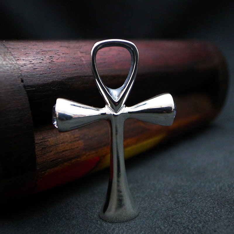 [Ankh] 925 sterling silver pendant (mirror white zirconium version) (Amulet of Life Egyptian Pharaoh Cross Diamond - Necklaces - Sterling Silver Silver