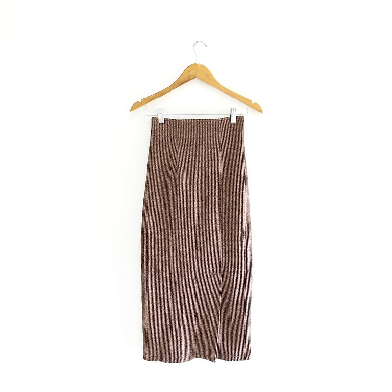 │Slowly│Coffee-Ancient Skirt│vintage.Retro.Literature - Skirts - Polyester Brown