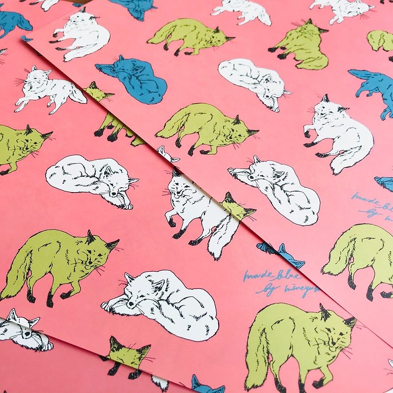 Retro pop Fox -Wrapping paper - Other - Paper Pink
