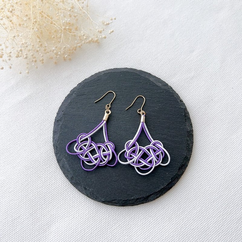 [Mizuhiki] Morning knot Mizuhiki accessories / Pierced Clip-On / Purple - Earrings & Clip-ons - Paper Purple