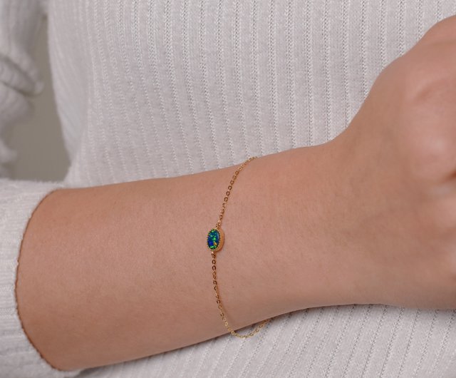 油絵オパール ブレスレット - 18k ソリッド ゴールド - オパール