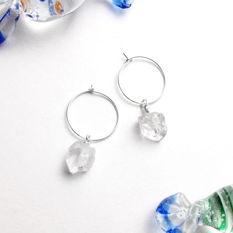 Limited - Sugar White quartz sterling silver earrings - ต่างหู - เงินแท้ สีเงิน