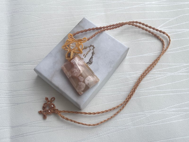 221134 Macrame 櫻花瑪瑙 編織 頸鍊 - 項鍊 - 半寶石 橘色