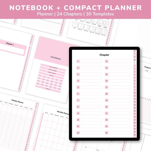 Pluto Pun Studio Digital Notebook and Compact Planner | Pink | Hyperlink