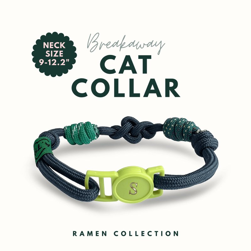 Breakaway Braided Nylon Cat Collar : Deep Sea Lemon Cat Ramen Collar - 寵物衣服 - 尼龍 藍色
