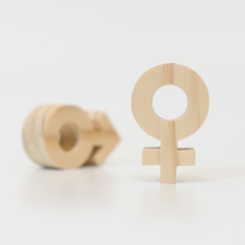 wagaZOOシックカットビルディングブロックグラフィックシリーズ-男性と女性のシンボル - 置物 - 木製 カーキ