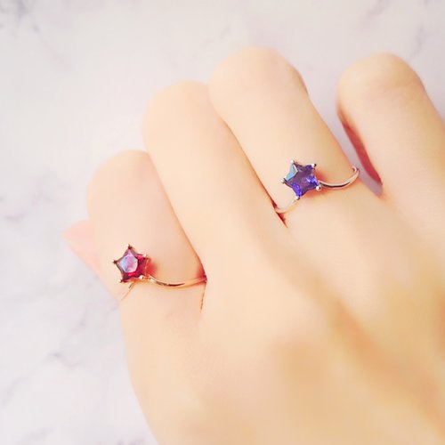 Tamasii Jewellery 冠冕星星黃水晶/玫瑰榴石/倫敦藍託帕石/堇青石電鍍18K金純銀戒指
