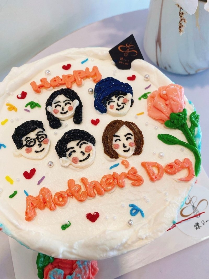 Family portrait, head drawing to celebrate Mother's Day, customized desserts for self-pickup - เค้กและของหวาน - อาหารสด 