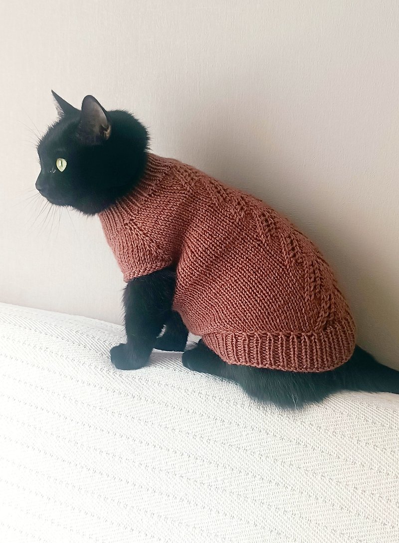 Hand knitted cat sweater Jumper for cat Sphinx cat sweater Clothes for cat dog - Clothing & Accessories - Wool 