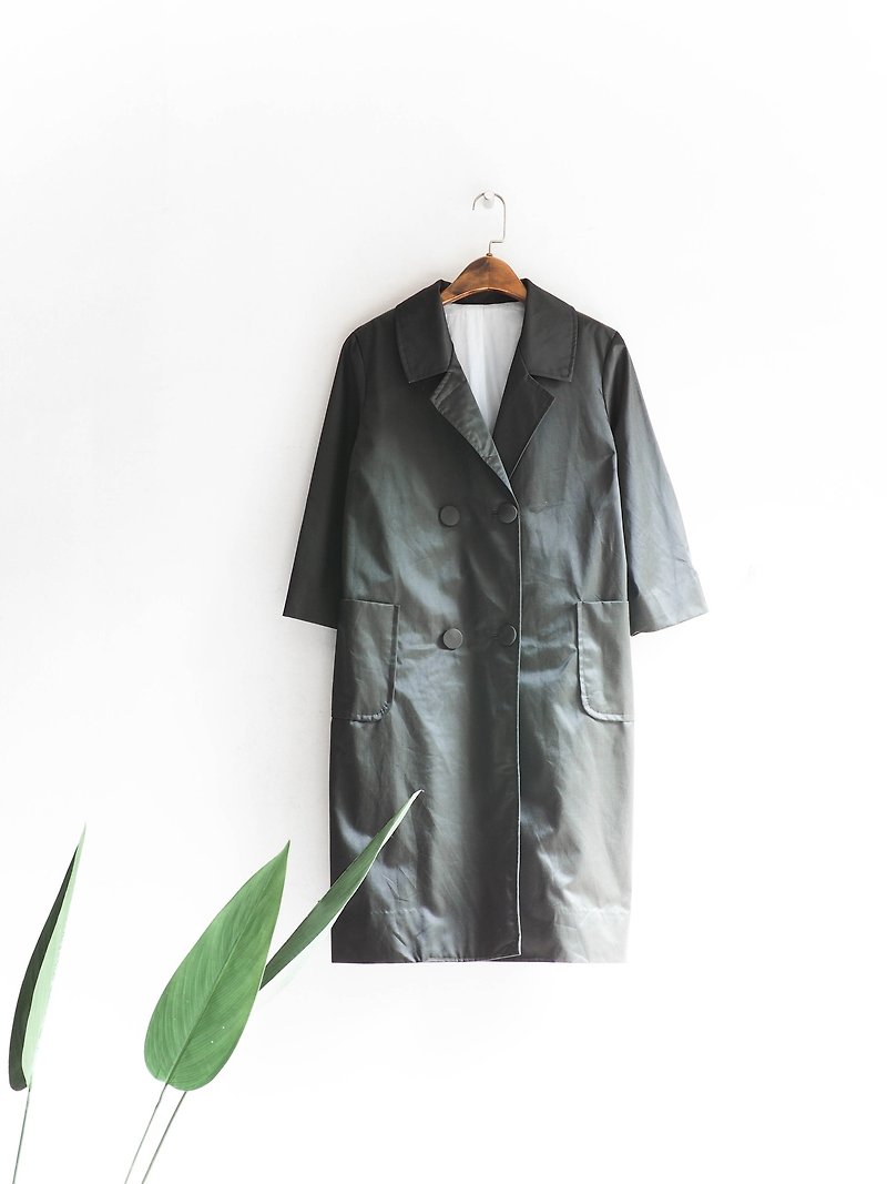 River Water Mountain - Nara dark green sense spring log antique wool trench coat coat trench_coat dustcoat jacket coat oversize vintage - Women's Casual & Functional Jackets - Polyester Green