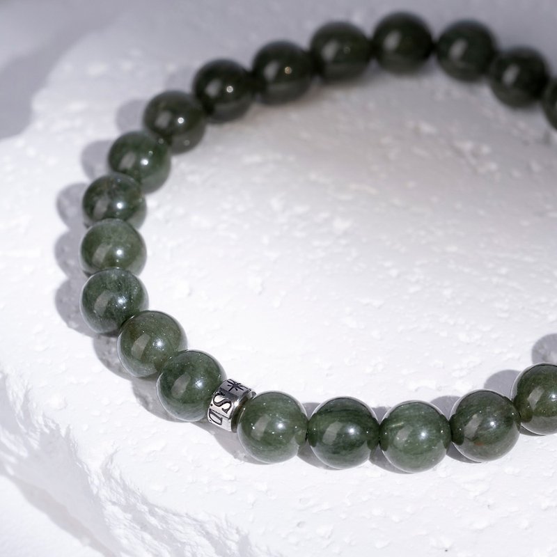 Silk Green Hair Crystal | Natural Energy Bracelet | 7-8mm - สร้อยข้อมือ - คริสตัล สีเขียว