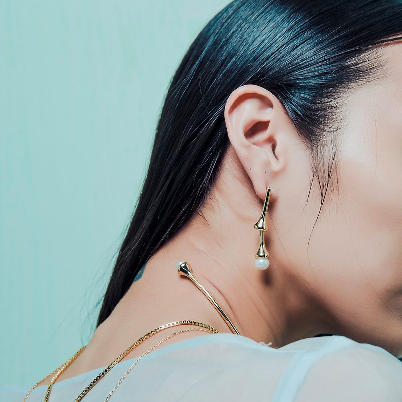 Dangle Pearl Earrings LIPARA Gifts for Girls - ต่างหู - โลหะ สีทอง