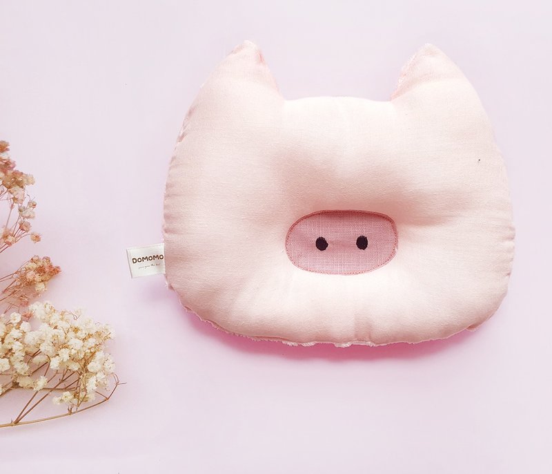 吃飽飽迷你豬  手工製 寶寶 嬰兒 造型枕 哺乳枕 - 嬰兒床/床圍/寢具 - 棉．麻 粉紅色