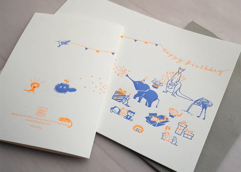 驚喜派對 - 活版印刷生日卡 - 卡片/明信片 - 紙 多色