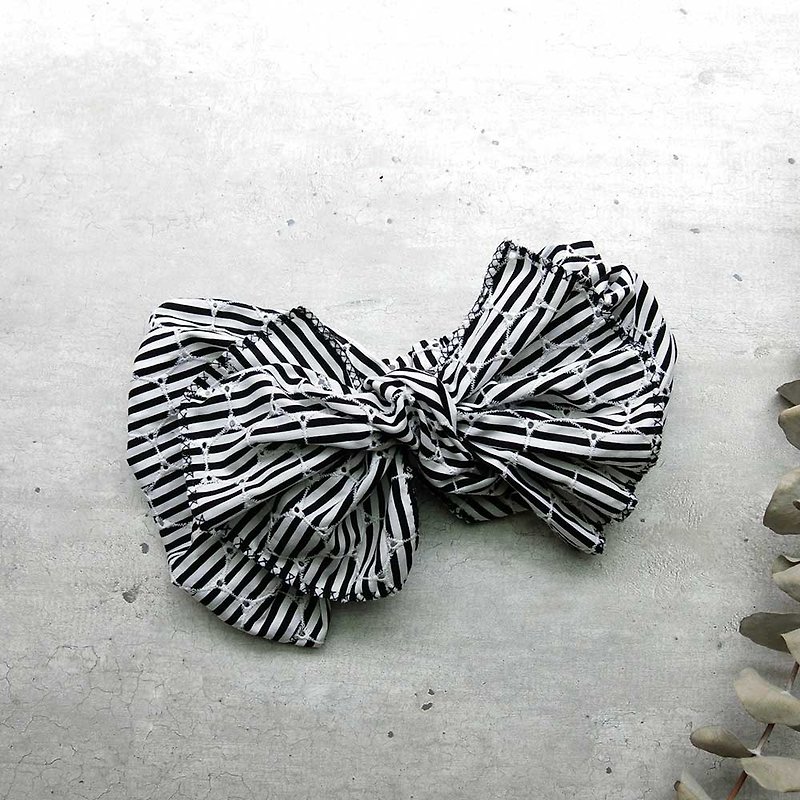 Giant butterfly hair band (embroidery stripes) - the whole strip can be taken apart - Headbands - Cotton & Hemp White
