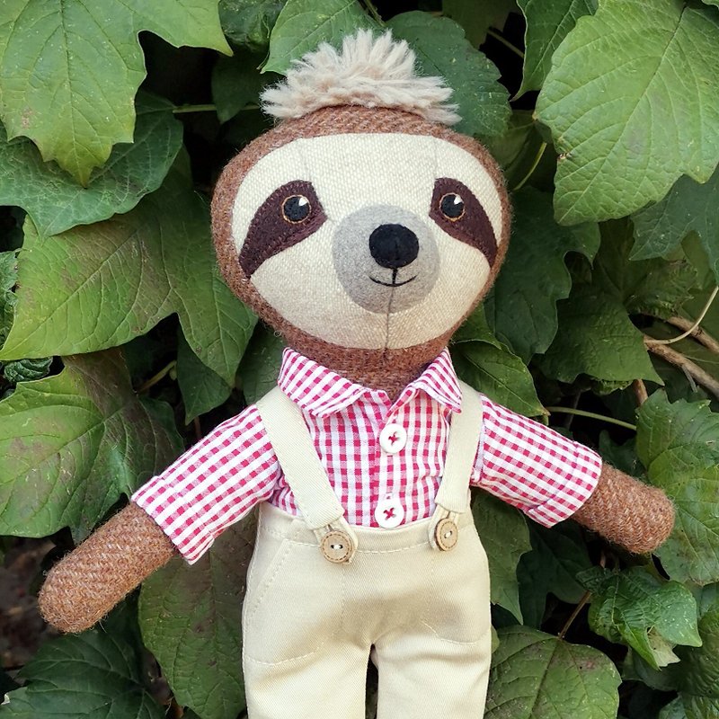 Brown sloth toy, handmade wool soft doll, stuffed fabric toy - Stuffed Dolls & Figurines - Wool 