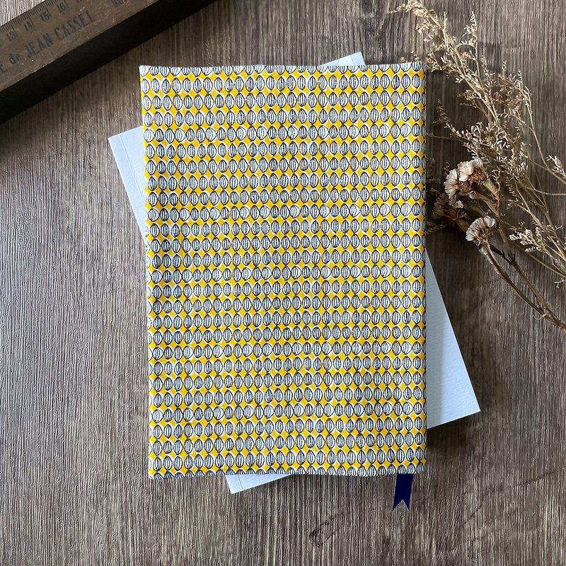 Book Cover  fabric book cover  seed pattern yellow - Book Covers - Cotton & Hemp Yellow