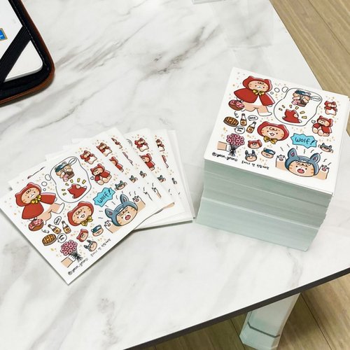 honne market Red Riding Hood and Wolf Cat - Korean Cute Diary Stickers (lintam)