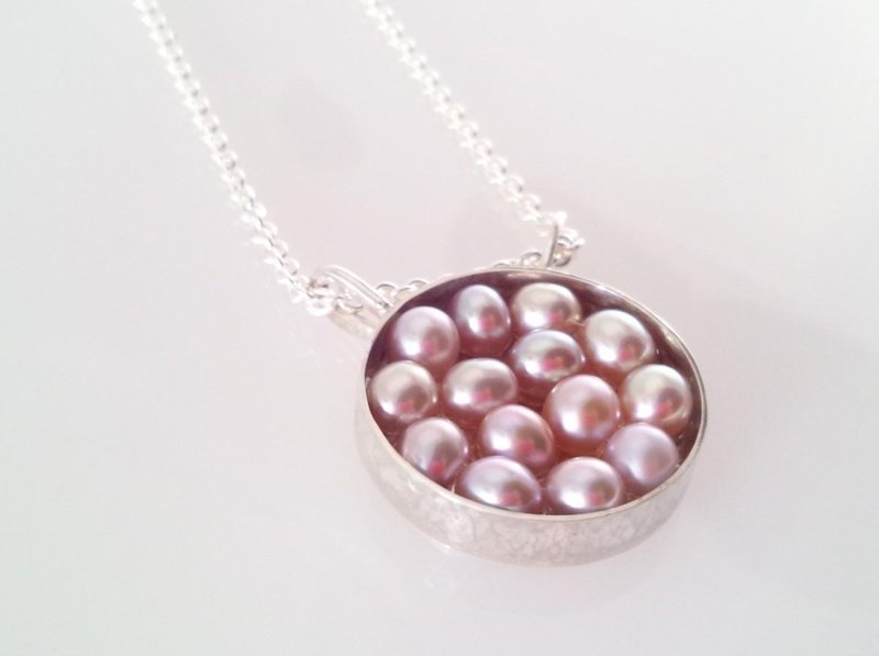 Pearls　Nest　SV　Necklace - 項鍊 - 寶石 粉紅色