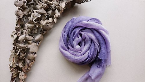 知染生活 知染生活-天然植物染漸層絲棉圍巾(紫色)