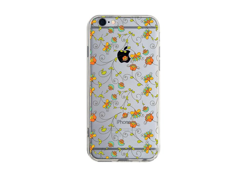 [Small flower transparent phone case] customized iPhone13 Pro Max XS mini Samsung Huawei Sony - Phone Cases - Plastic Orange