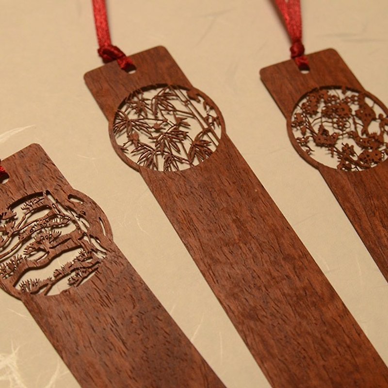 Bookmarks(single-pack) - Pine,Bamboo,Plum、EasternClassic - Bookmarks - Wood Purple