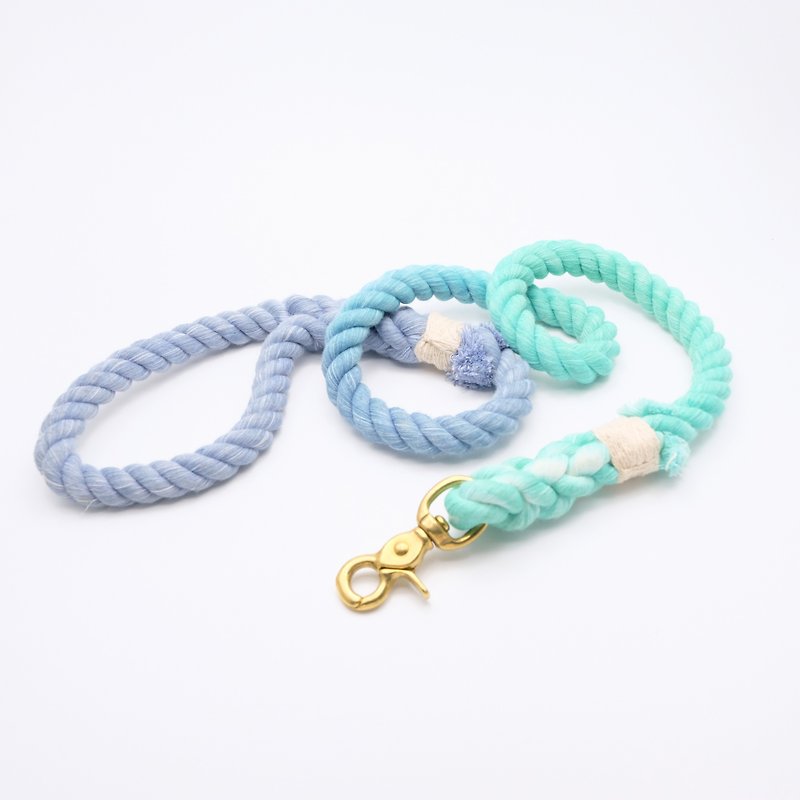 COTTON DOG LEASHES - BLUE/TURQOUISE - 項圈/牽繩 - 棉．麻 多色