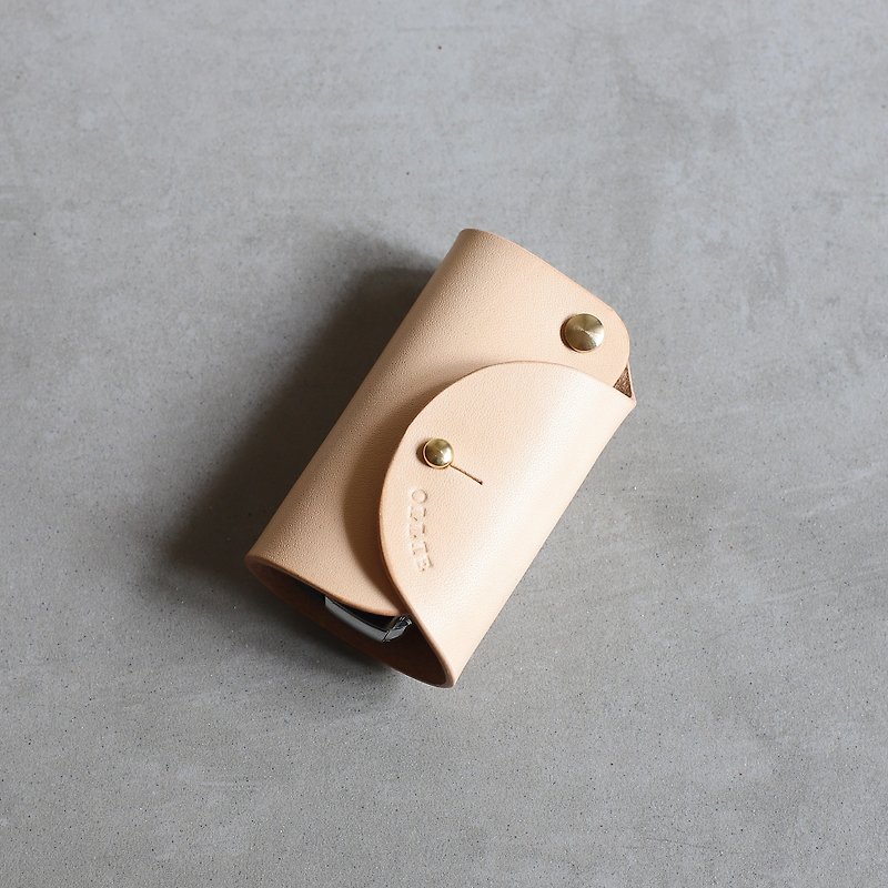 Minimal car key bag | Original color vegetable tanned cow leather | Pure copper hardware | Multi-color - ที่ห้อยกุญแจ - หนังแท้ สีนำ้ตาล